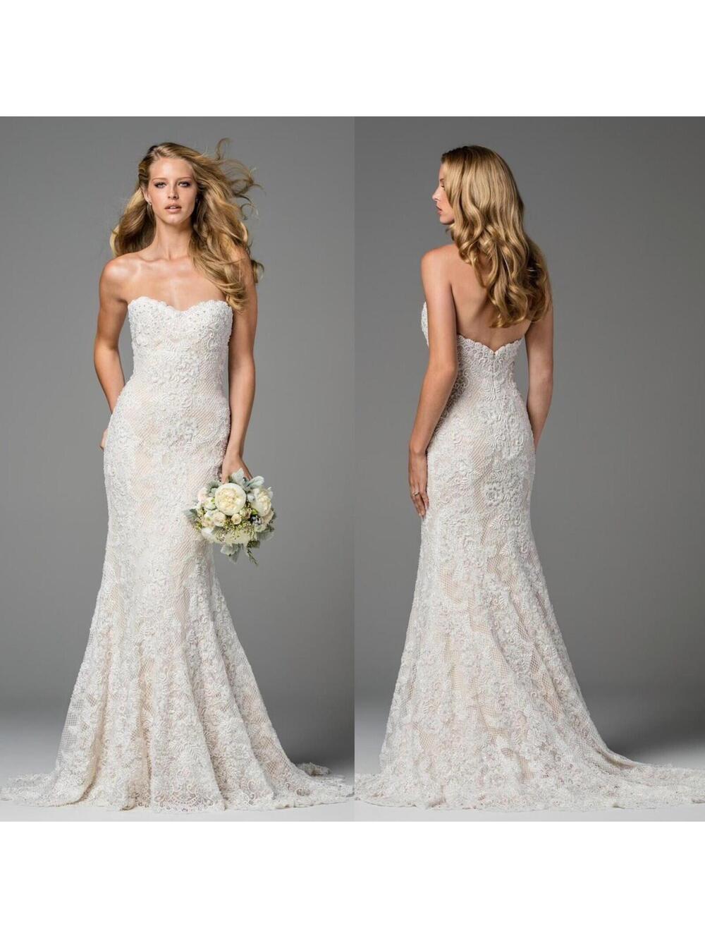 Watters Copeland Ivory Beaded Lace Mermaid Bridal Gown Wedding Dress Size 8